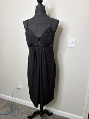 Y2K vintage beaded little black cocktail evening babydoll dress